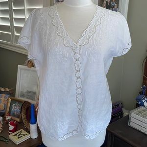 Vintage linen embroidered top